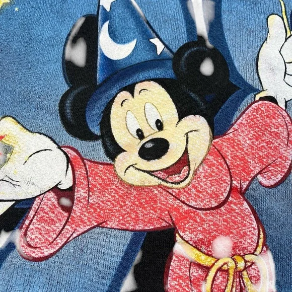 Vintage 1998 Walt Disney World Sorcerers Apprentice Mickey Mouse Sweatshirt USA - Picture 5 of 16